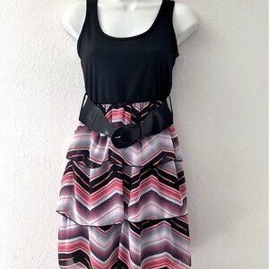 URBAN ROSE TIERED CHEVRON TANK DRESS
